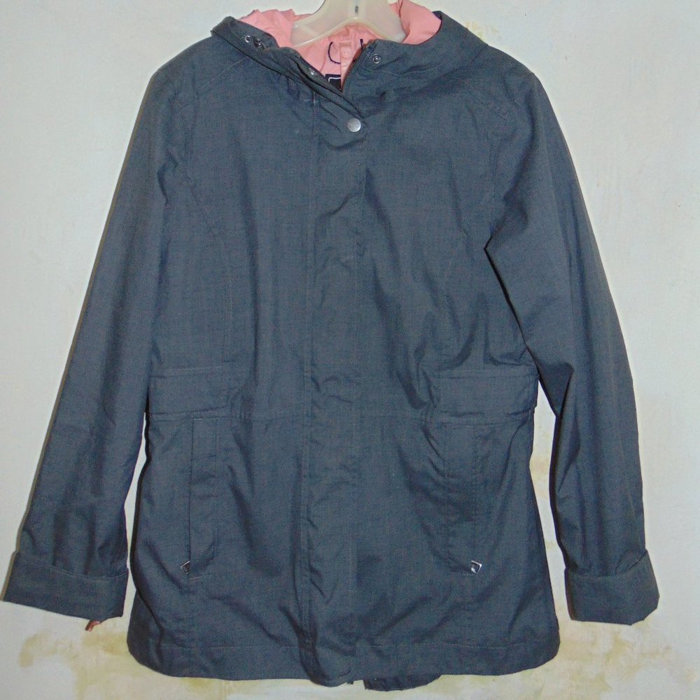 The North Face Womens Windbreaker Hooded Jacket Long Sleeve Gray Cinch Waist M